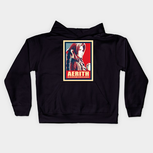 Aerith Funny FF7 Remake Game Gift Kids Hoodie by beardline